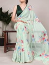 Nira By Ynf Weightless Marbal With Floral Printed With Pearl Lace Border Fancy Saree Online Wholesale